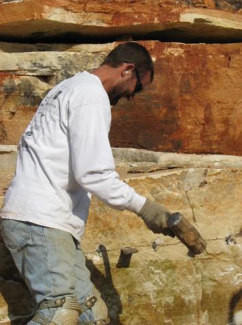 Splitting flagstone with an 8lb hammer and 4lb splitter.