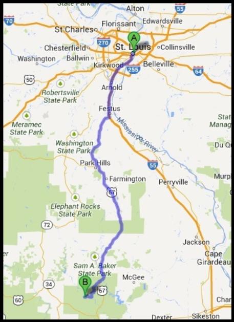 Directions from Saint Louis, MO to Gottschalk Stone Quarry