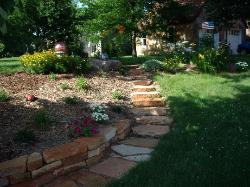 Dry Wall Retaining Wall Stone - Flagstone Path and Steps - Peoria, IL