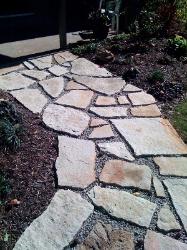 White Curving Sandstone Stepper Path